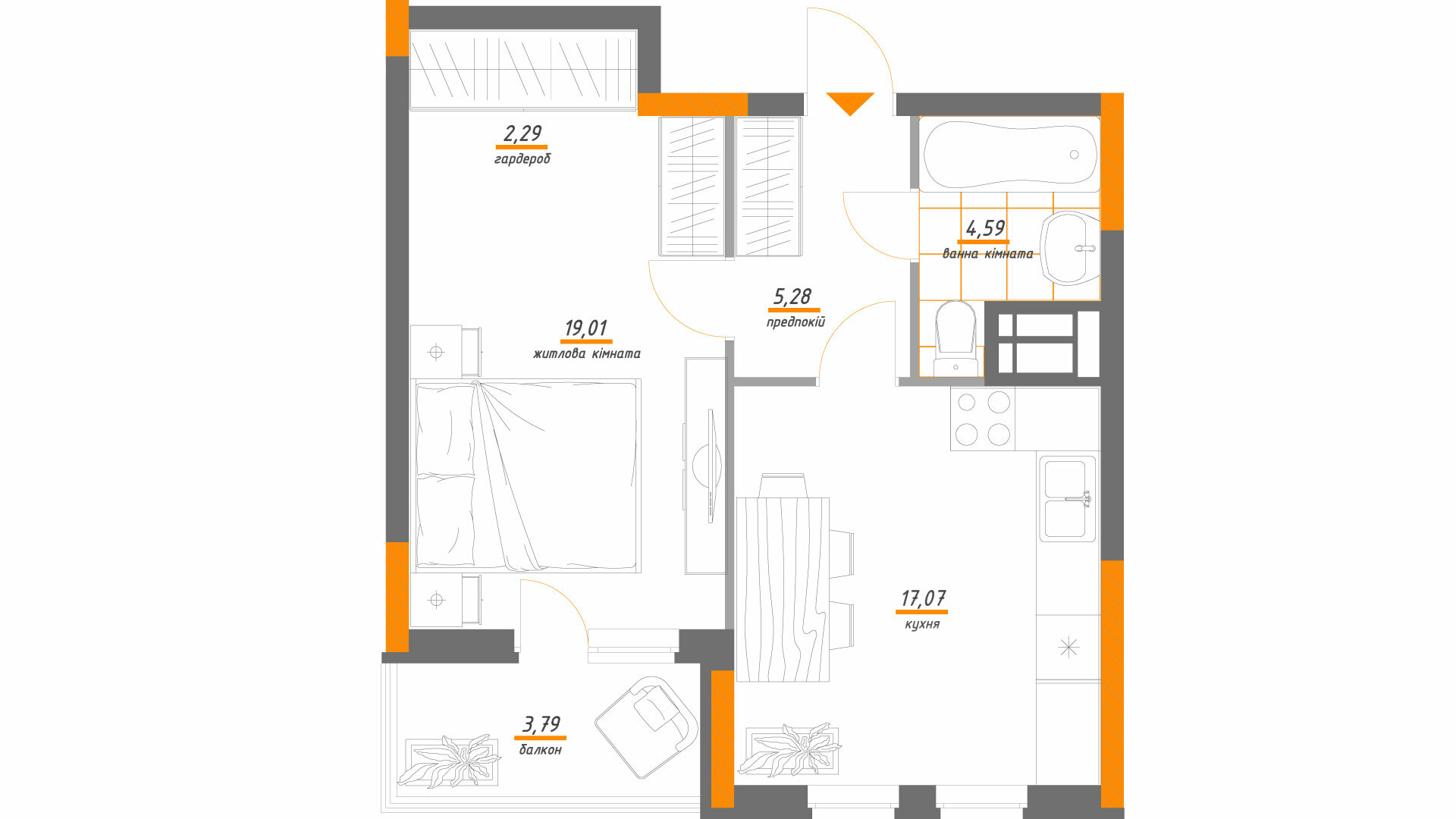 1-кімнатна 52.03 м² в ЖК Нивки-Парк від 47 260 грн/м², Київ