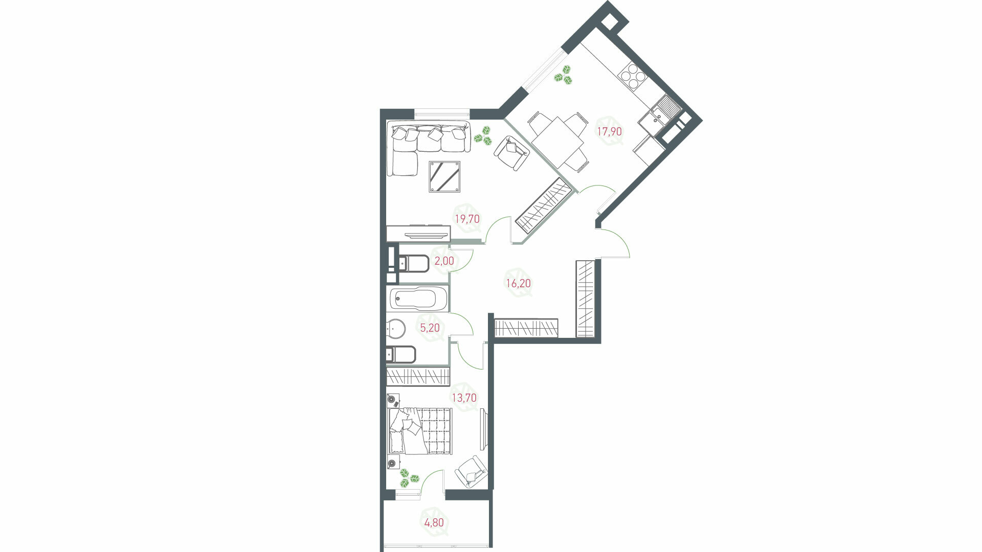 2-комнатная 79.5 м² в ЖК Озерный гай (Гатное) от 28 500 грн/м², с. Гатное