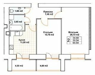 2-комнатная 66.54 м² в ЖК Богуслава от 19 000 грн/м², Тернополь