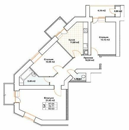 3-кімнатна 83.6 м² в ЖК Богуслава від 18 000 грн/м², Тернопіль