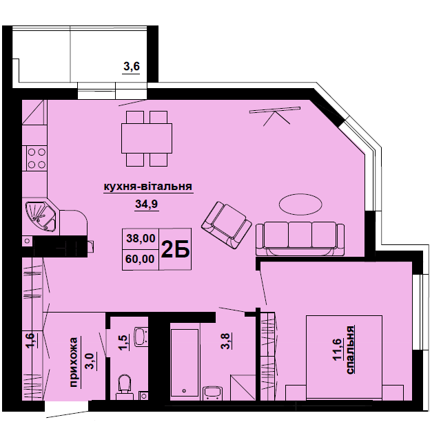 1-комнатная 60 м² в ЖК Варшавський мікрорайон от 16 300 грн/м², Тернополь