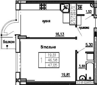 1-кімнатна 47.05 м² в ЖК Загребелля від 15 000 грн/м², Тернопіль