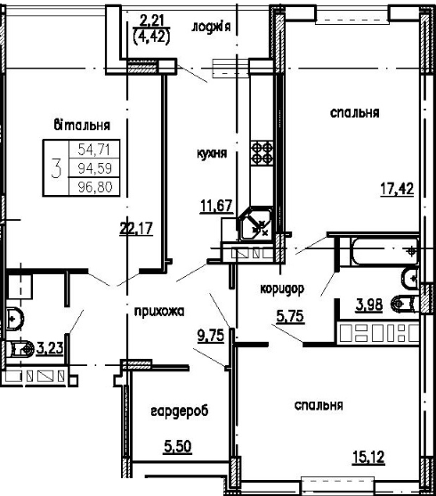 3-кімнатна 96.8 м² в ЖК Загребелля від 15 000 грн/м², Тернопіль