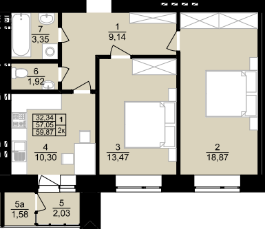 2-кімнатна 59.87 м² в ЖК Затишний двір від 15 000 грн/м², Тернопіль