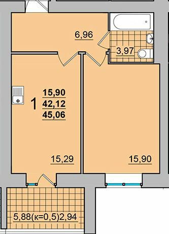 1-комнатная 45.06 м² в ЖК Мятный от 15 500 грн/м², г. Прилуки