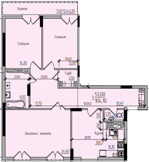 3-кімнатна 104.1 м² в ЖК Comfort Hall від 15 600 грн/м², Чернівці