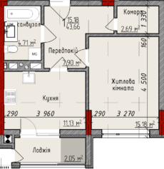 1-комнатная 43.66 м² в ЖК Delux House от 24 050 грн/м², Черновцы