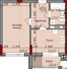 1-комнатная 44.18 м² в ЖК Delux House от 24 050 грн/м², Черновцы