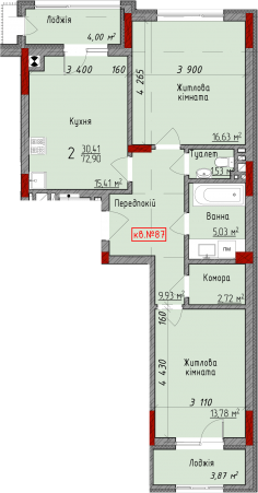 2-комнатная 72.9 м² в ЖК Delux House от 22 650 грн/м², Черновцы
