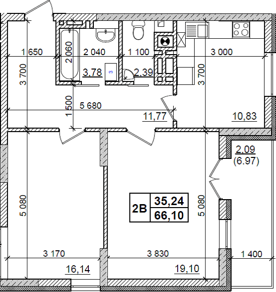 2-кімнатна 66.1 м² в ЖК Оазис Буковини від 14 500 грн/м², Чернівці