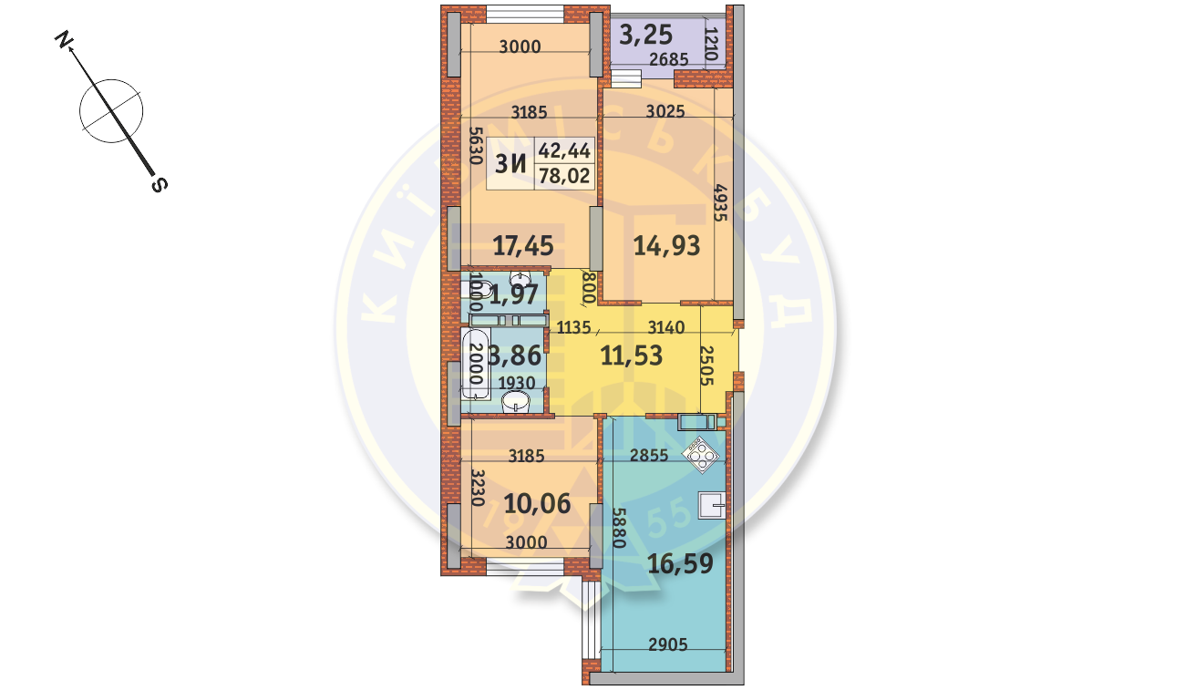 3-комнатная 78.02 м² в ЖК Медовый-2 от 27 650 грн/м², Киев