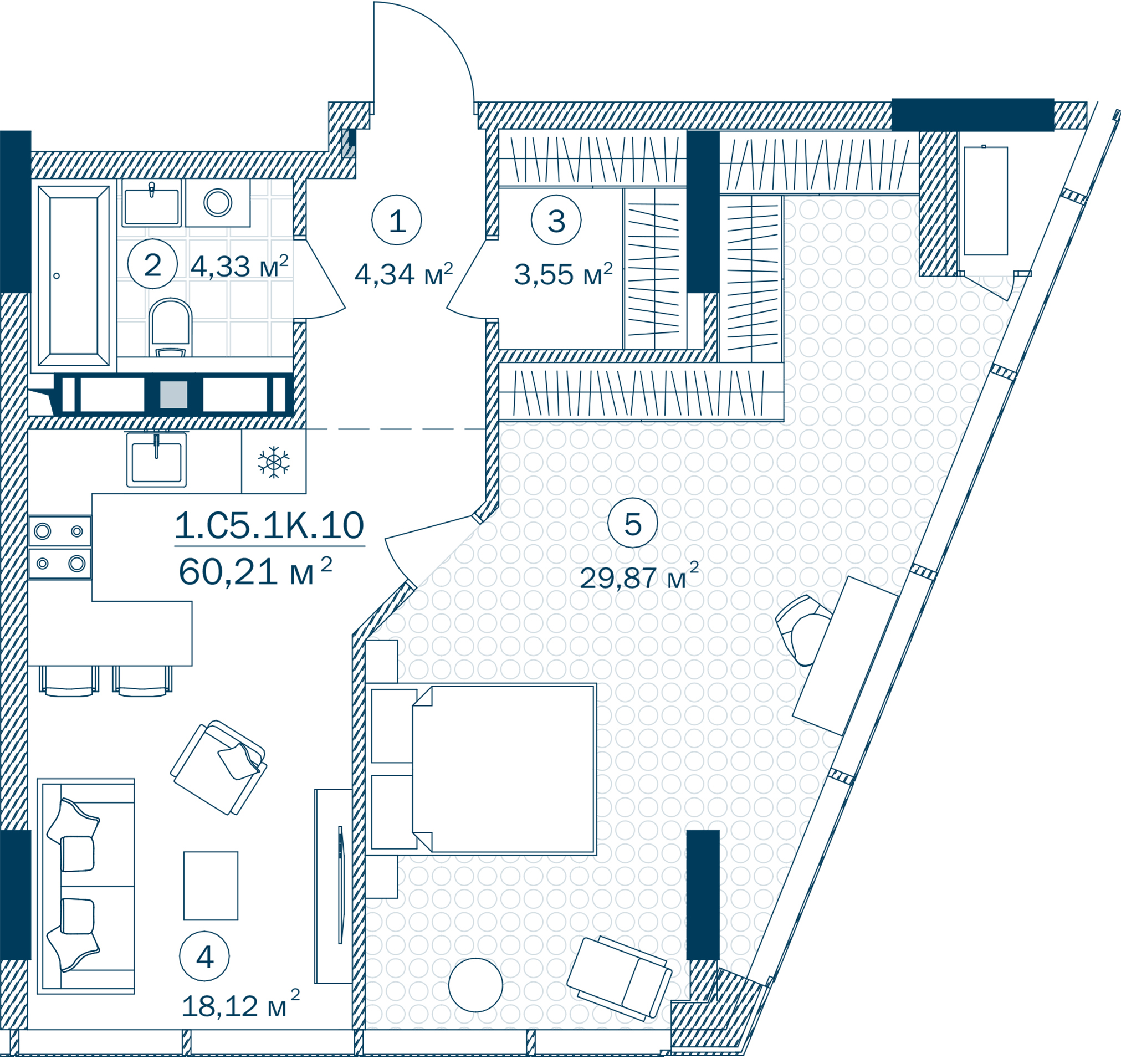 1-кімнатна 60.21 м² в ЖК Rusaniv Residence від 54 606 грн/м², Київ