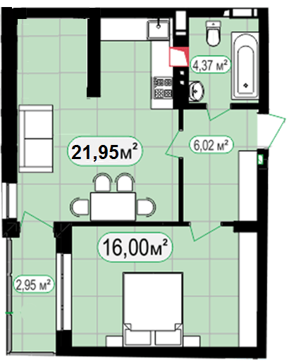 1-комнатная 53.21 м² в ЖК 7'я от 28 000 грн/м², с. Счастливое