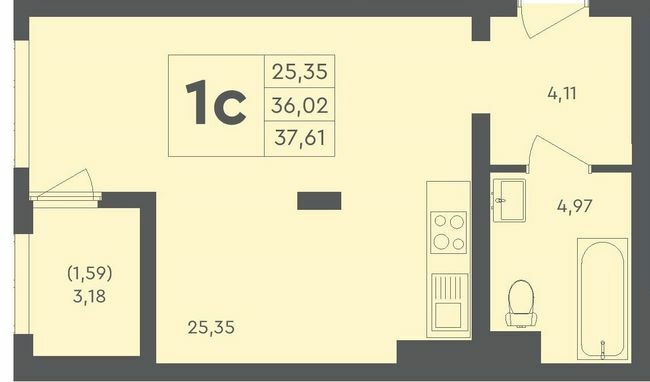 1-кімнатна 37.61 м² в ЖК Scandia від 21 500 грн/м², м. Бровари