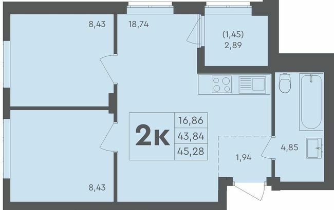 2-кімнатна 45.28 м² в ЖК Scandia від 20 500 грн/м², м. Бровари