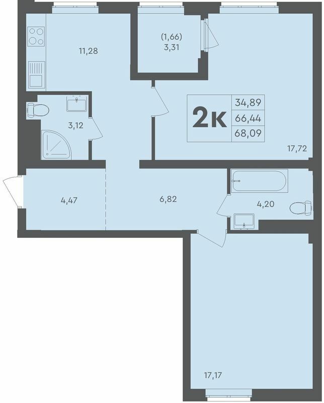 2-кімнатна 68.09 м² в ЖК Scandia від 20 500 грн/м², м. Бровари