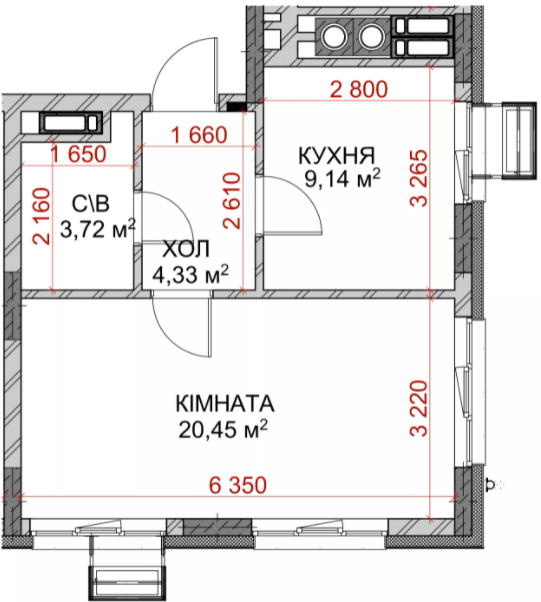 1-комнатная 37.64 м² в ЖК Riverside от 38 500 грн/м², с. Погребы