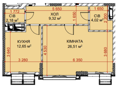 1-кімнатна 54.68 м² в ЖК Riverside від 34 500 грн/м², с. Погреби