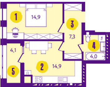 1-комнатная 45.2 м² в ЖК Солнечный от 16 500 грн/м², г. Васильков