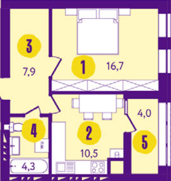 1-комнатная 50 м² в ЖК Солнечный от 16 500 грн/м², г. Васильков