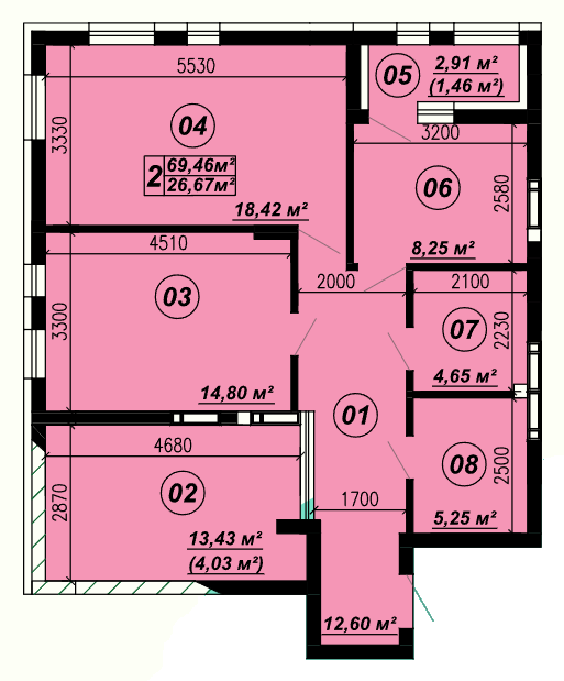 2-комнатная 69.46 м² в ЖК Verba от 22 000 грн/м², пгт Глеваха