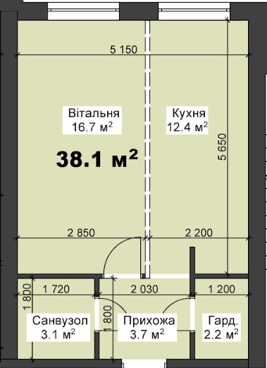 1-комнатная 38.1 м² в ЖК Калиновый Квартал от 16 000 грн/м², пгт Калиновка
