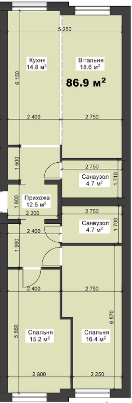 3-комнатная 86.9 м² в ЖК Калиновый Квартал от 17 000 грн/м², пгт Калиновка