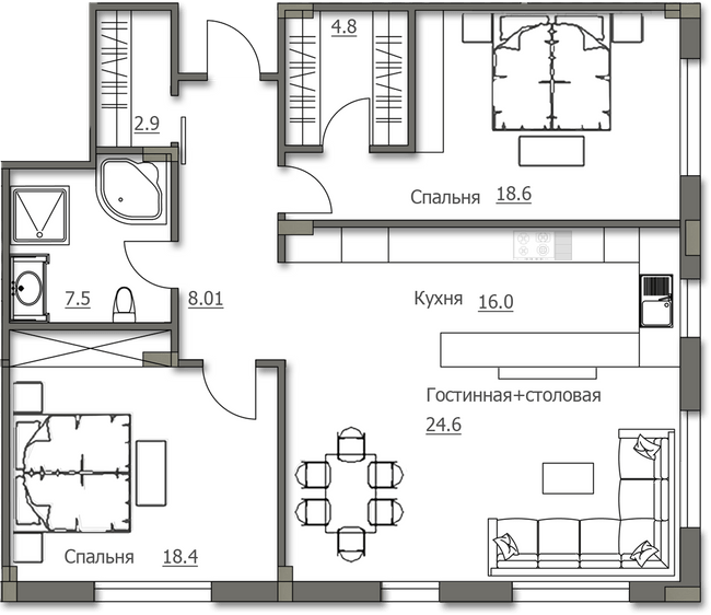 3-комнатная 99.5 м² в ЖК Бирюза от 20 950 грн/м², с. Подгорцы
