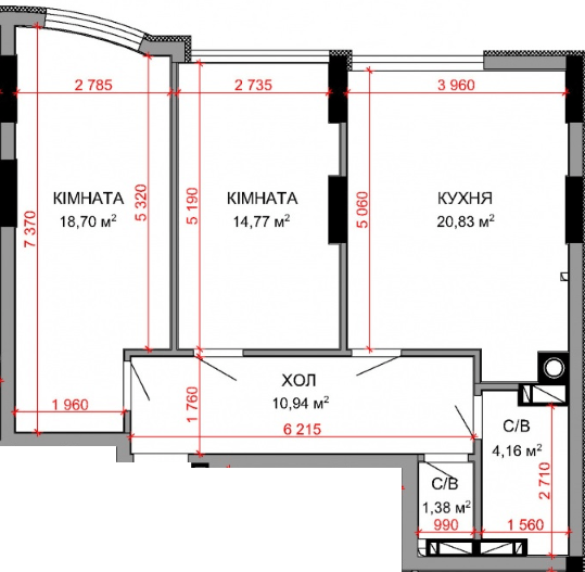 2-кімнатна 70.78 м² в ЖК Royal Park від 32 100 грн/м², м. Ірпінь