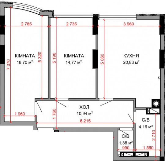 2-комнатная 70.78 м² в ЖК Royal Park от 32 100 грн/м², г. Ирпень