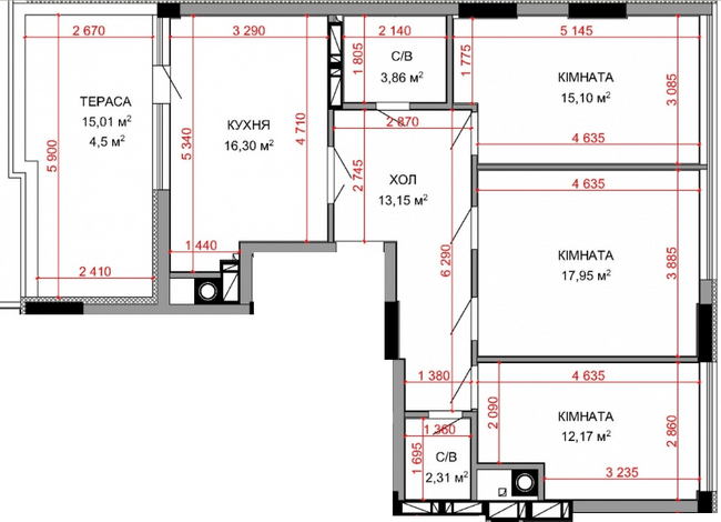 3-кімнатна 91.7 м² в ЖК Royal Park від 31 050 грн/м², м. Ірпінь