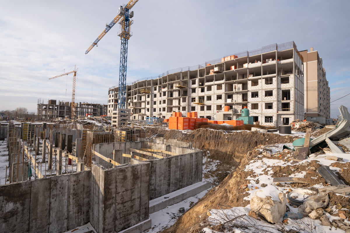 Ход строительства ЖК Озерный гай (Гатное), янв, 2022 год