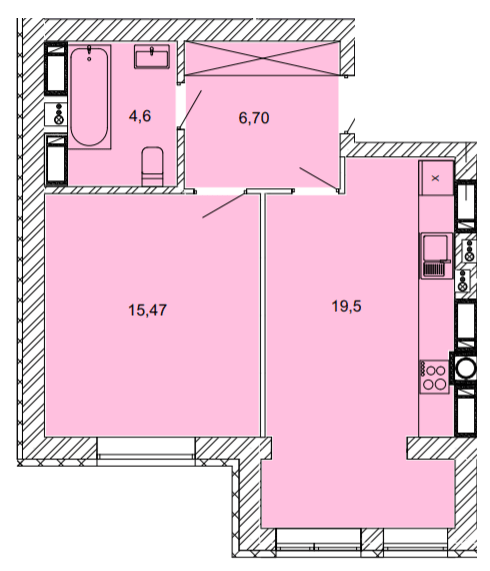 1-комнатная 46.27 м² в ЖК Найкращий квартал от 29 450 грн/м², г. Ирпень