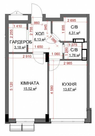 1-кімнатна 44.57 м² в ЖК Central Bucha від 29 300 грн/м², м. Буча