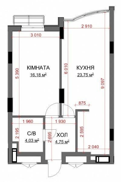 1-кімнатна 48.71 м² в ЖК Central Bucha від 29 300 грн/м², м. Буча