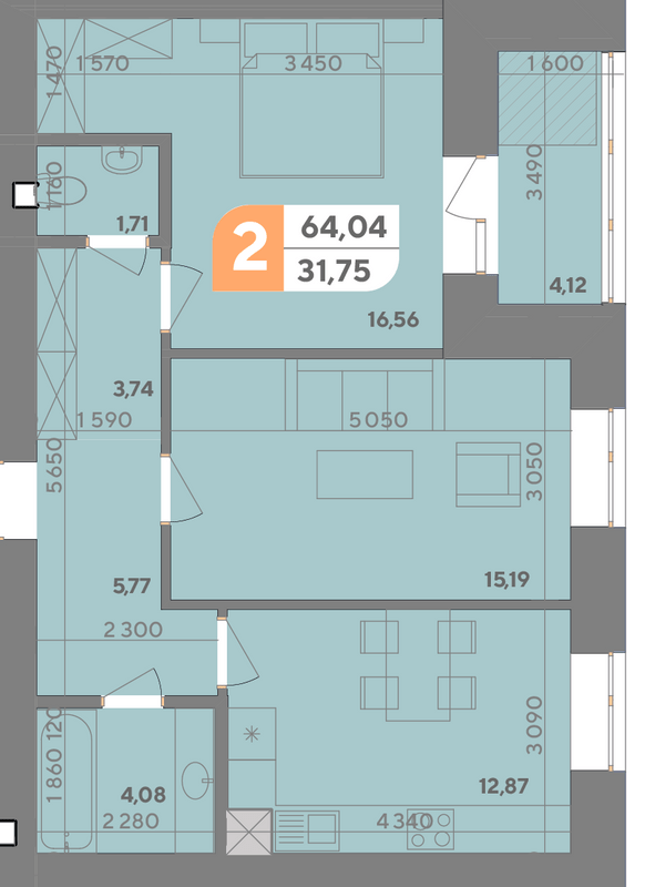 2-комнатная 64.04 м² в ЖК Park Town от 15 100 грн/м², Хмельницкий