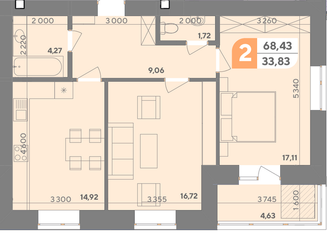 2-комнатная 68.43 м² в ЖК Park Town от 15 100 грн/м², Хмельницкий