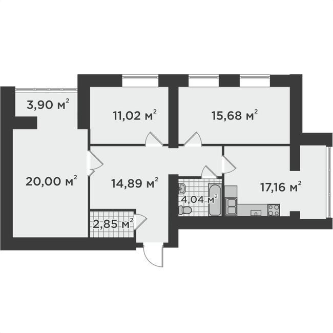 3-кімнатна 93.44 м² в ЖК Millennium State від 22 700 грн/м², м. Буча