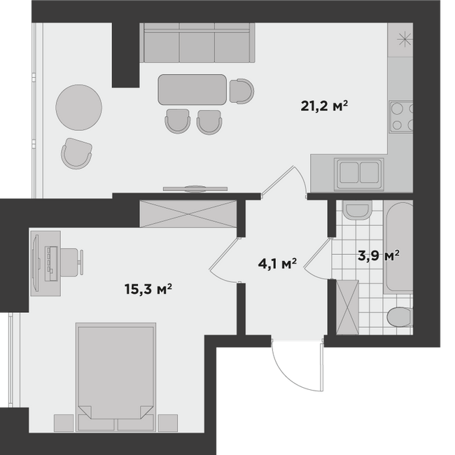 1-комнатная 44.5 м² в ЖК Millennium State от 24 350 грн/м², г. Буча