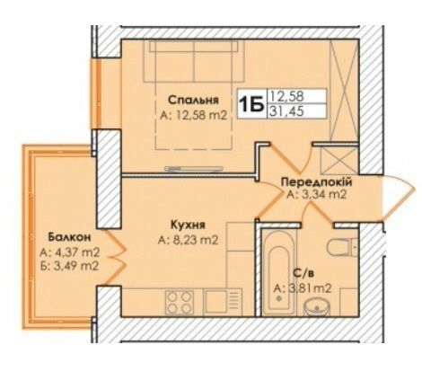 1-комнатная 31.45 м² в ЖК Life от 20 000 грн/м², пгт Гостомель