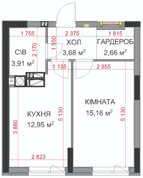 1-комнатная 38.36 м² в ЖК На Прорезной 2 от 27 500 грн/м², пгт Гостомель