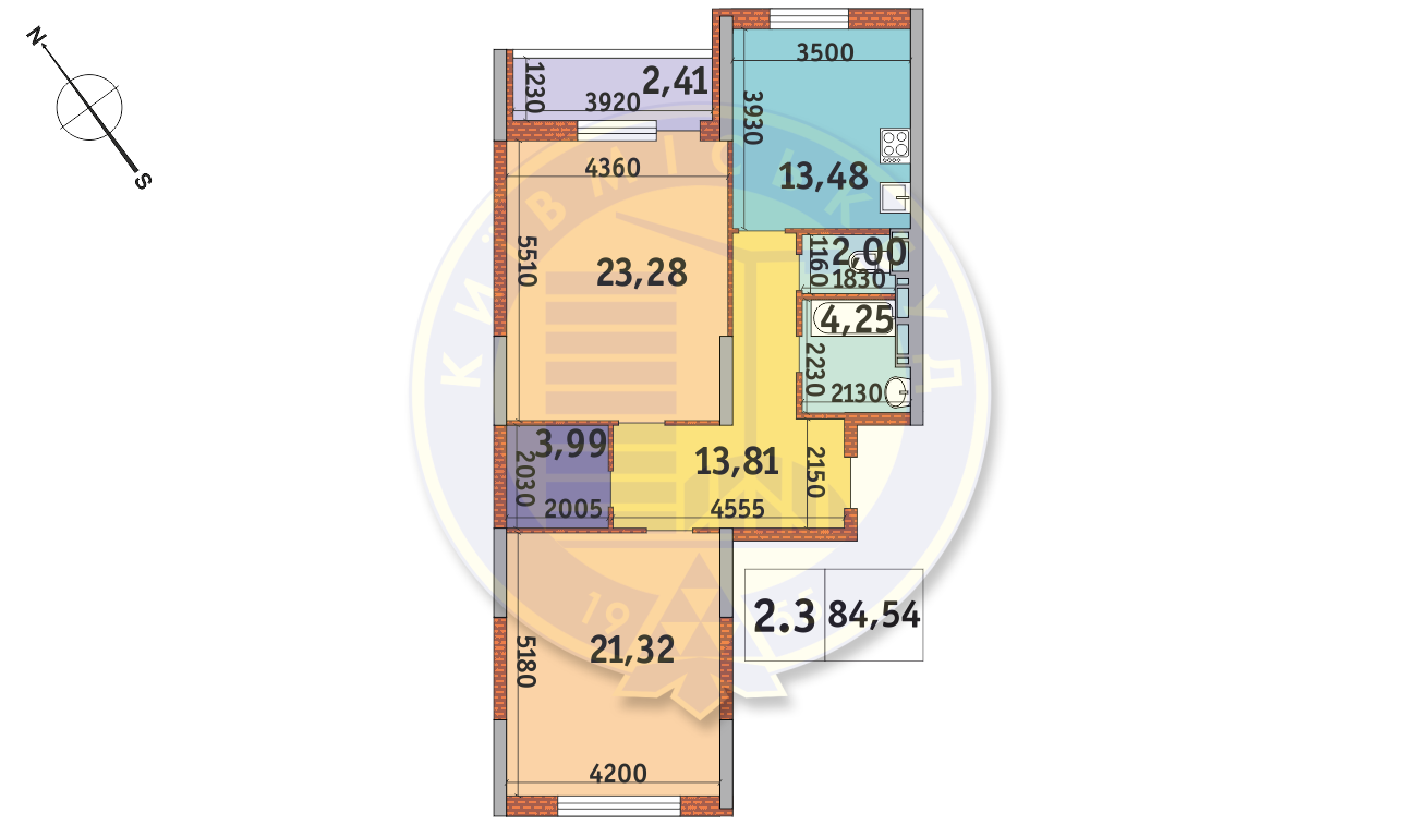 2-комнатная 84.54 м² в ЖК Академ Парк от 29 870 грн/м², Киев