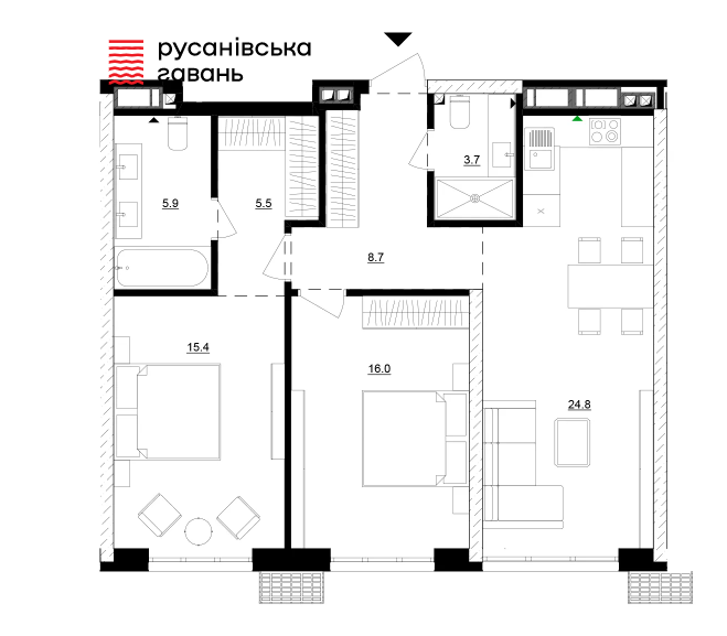 2-кімнатна 80 м² в ЖК Русанівська Гавань від 35 300 грн/м², Київ