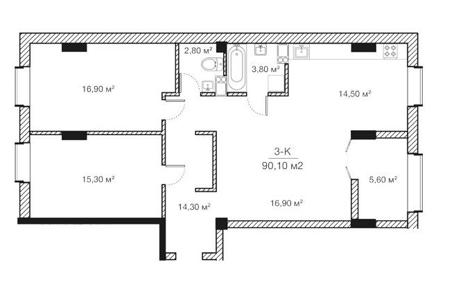 3-кімнатна 90.1 м² в ЖК Concept House Futurium від 46 300 грн/м², Харків