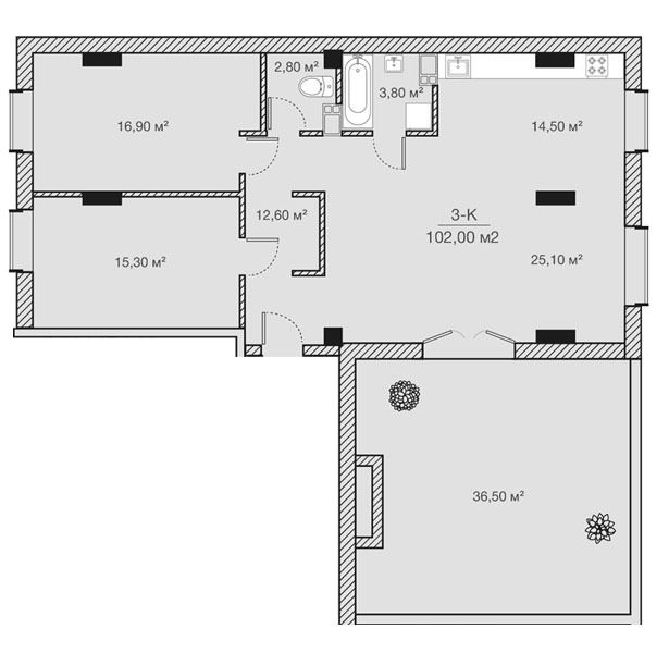 3-кімнатна 102 м² в ЖК Concept House Futurium від 46 300 грн/м², Харків