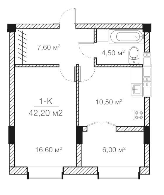 1-кімнатна 42.2 м² в ЖК Concept House Futurium від 47 700 грн/м², Харків