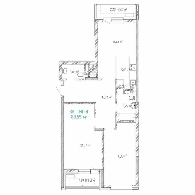 3-комнатная 90.3 м² в ЖК Krona Park II от 28 670 грн/м², г. Бровары