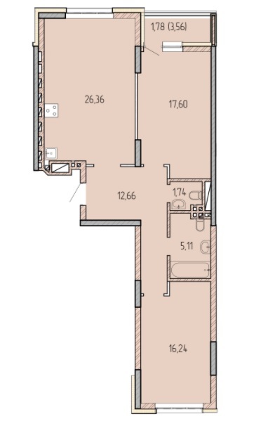 2-кімнатна 81.49 м² в ЖК Krona Park II від 25 164 грн/м², м. Бровари