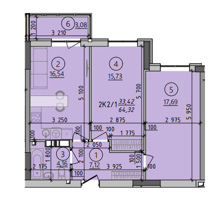 2-кімнатна 64.32 м² в ЖК Київські Зорі-2 від 25 500 грн/м², м. Вишгород