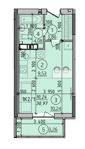 1-кімнатна 30.97 м² в ЖК Київські зорі 2 від 35 820 грн/м², м. Вишгород